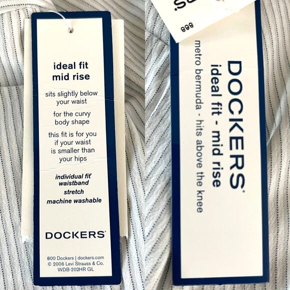 Dockers Womens Shorts 4 Ideal Fit Mid Rise Metro Bermuda Stripes New - Picture 8 of 11